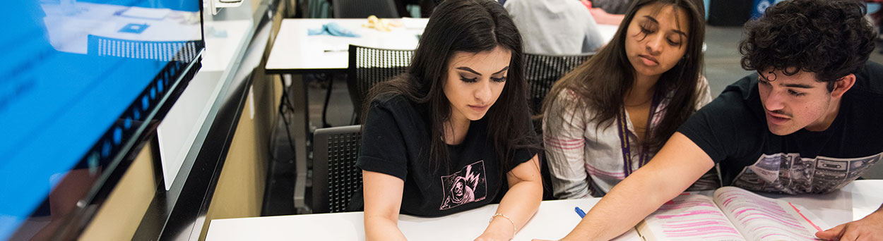 Students working in class