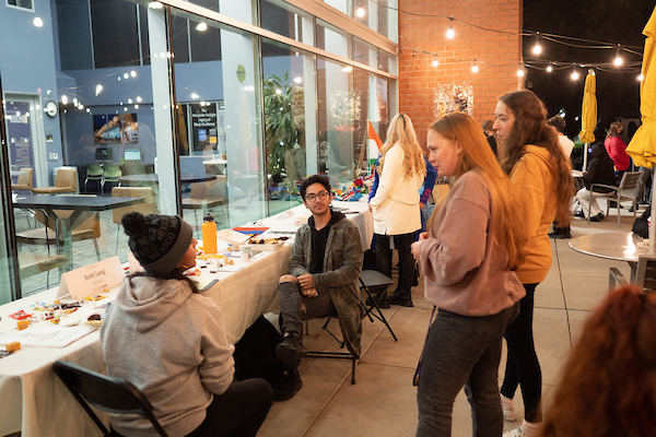 Students meeting outside